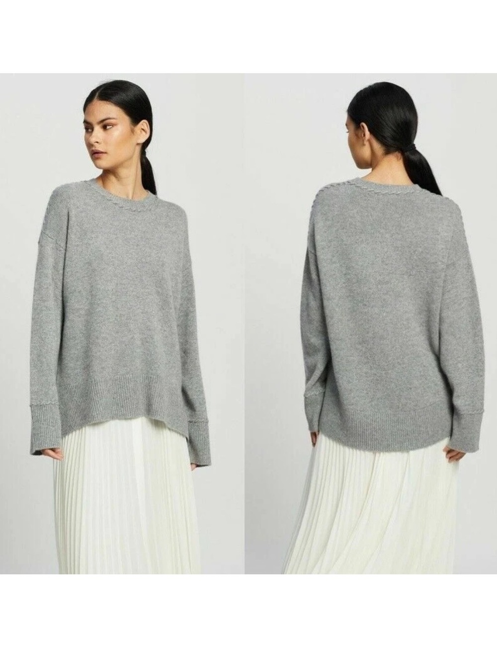 Theory Karenia Whipstitche Super Soft Thick 100% Cashmere Sweater Large NWOT - Picture 4 of 11
